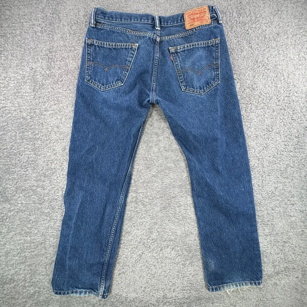 VTG Levis 505 Regular Fit Straight Leg Jeans Men 33x30 Med Wash Distressed Faded